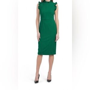 ✨133 Maggy London Ruffle  Midi Sheath Dress